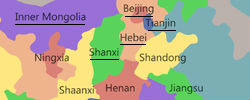Map of China - Provinces South of Beijing