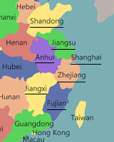 Map of China - Provinces around Shanghai