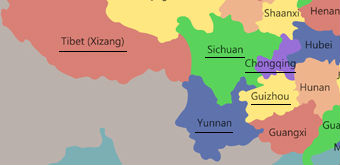 Map of South West China