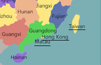Map of China - Macau, Hong Kong, Taiwan